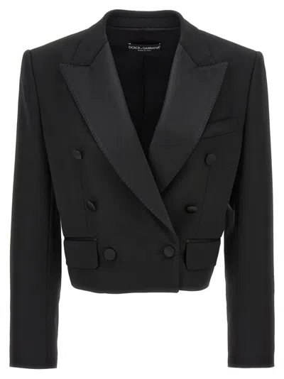 Dolce & Gabbana Black Tuxedo Short Blazer