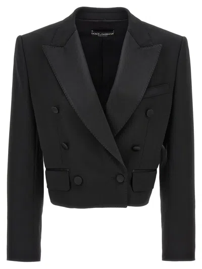 Dolce & Gabbana 'tuxedo' Crop Blazer In Black