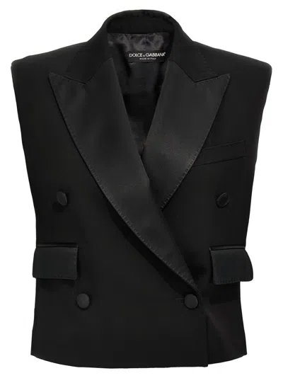 Dolce & Gabbana Tuxedo Gilet With Satin Peak Lapels In Black