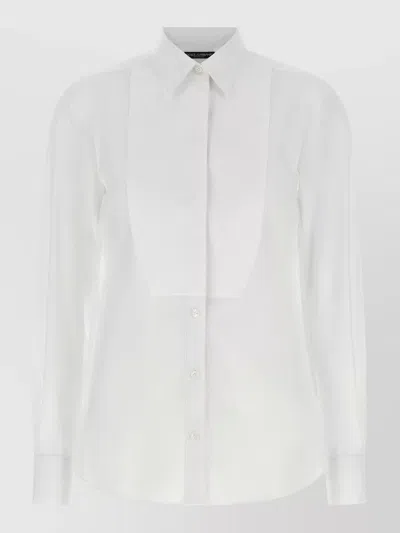 Dolce & Gabbana Ruffled Sheer Cotton Blouse In White