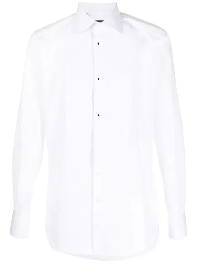 Dolce & Gabbana Tuxedo Shirt Fit Gold In White