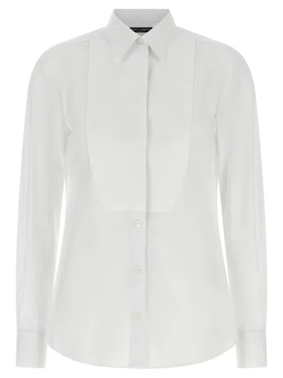 Dolce & Gabbana Tuxedo-inspired Cotton Blouse In White