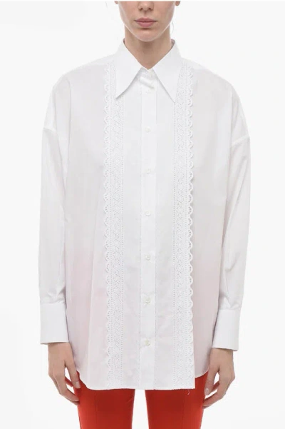 Dolce & Gabbana Tuxedo Shirt With Broidarie Anglase Details In White