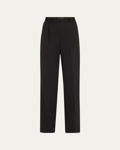DOLCE & GABBANA TUXEDO STRIPE WIDE LEG WOOL TROUSERS