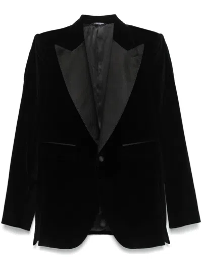 Dolce & Gabbana Tuxedo-style Black Suede Blazer