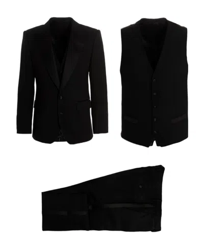 Dolce & Gabbana Tuxedo-style Three-piece Suit In Black