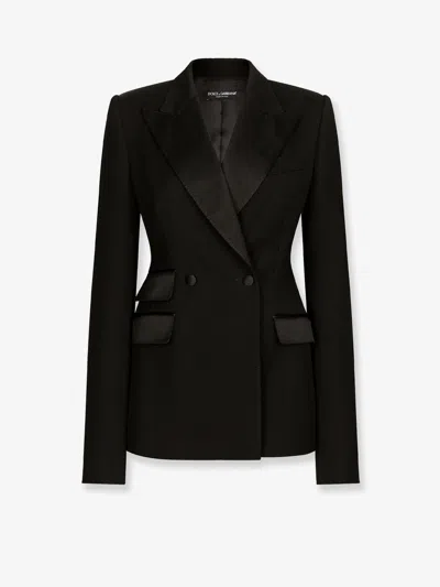 Dolce & Gabbana Tuxedo Virgin Wool And Silk Blazer In Black