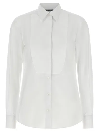 Dolce & Gabbana Tuxedo-inspired Textured Plastron Shirt In White