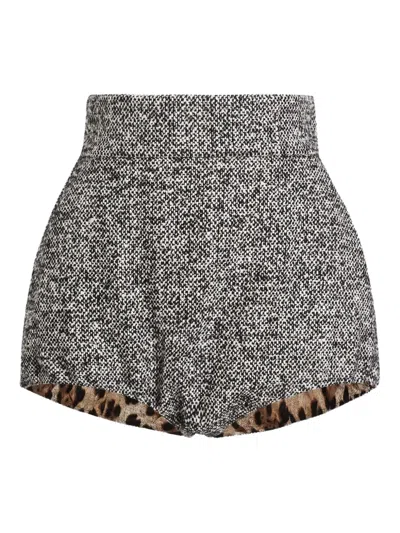 Dolce & Gabbana Tweed Balloon Shorts In Gray