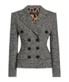 Dolce & Gabbana Double-breasted Wool Blend Jacket With Dotted Print In Gray