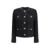 Dolce & Gabbana Black Crop Jacket With Front Pockets In Virgin Wool Blend Woman