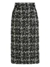 Dolce & Gabbana Wool Blend Midi Skirt With Tweed Pattern In Black