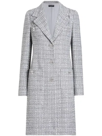 Dolce & Gabbana Mantel Aus Tweed In Grigio