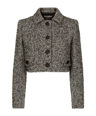 DOLCE & GABBANA DOLCE  GABBANA SINGLE-BREASTED CROPPED TWEED JACKET