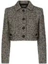 Dolce & Gabbana Cropped Speckled Tweed Jacket In Brown