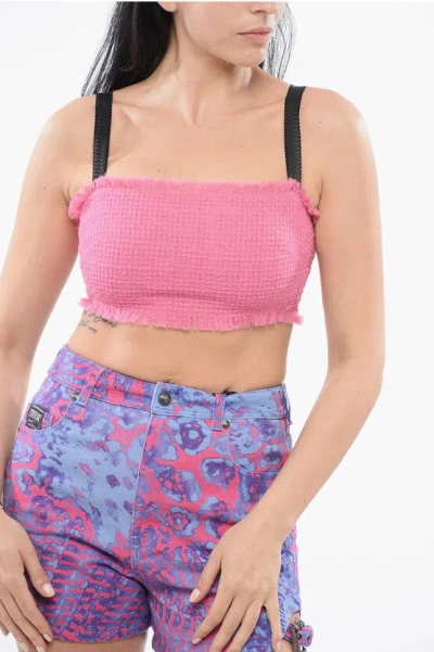 Dolce & Gabbana Tweed Cropped Top In Pink