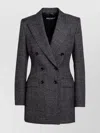 Dolce & Gabbana Tweed Double Breasted Jacket With Button Detailing In Gray