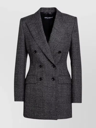 DOLCE & GABBANA TWEED DOUBLE BREASTED JACKET WITH BUTTON DETAILING
