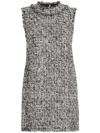 Dolce & Gabbana Short Raschel Tweed Sack Dress In Gray
