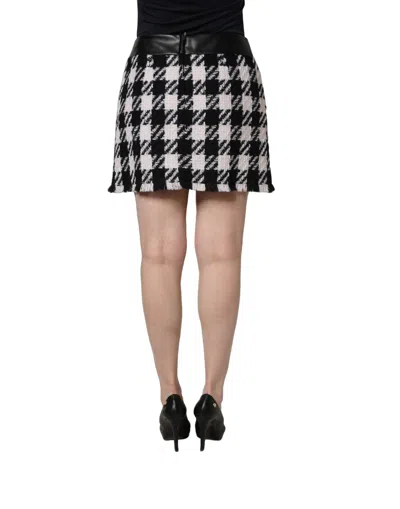 Dolce & Gabbana Plaid Midi Skirt In Two-tone Check In Black
