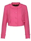 Dolce & Gabbana Fuchsia Short Raschel Tweed Jacket In Pink