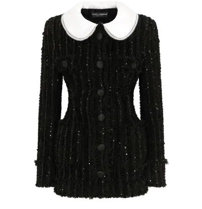 Dolce & Gabbana Tweed Jacket In Black