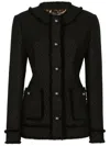 Dolce & Gabbana Black Single-breasted Jacket With Branded Button In Tweed Woman In Black  