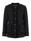Dolce & Gabbana Black Single-breasted Jacket With Branded Button In Tweed Woman In Black