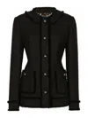 Dolce & Gabbana Black Single-breasted Jacket With Branded Button In Tweed Woman In Black
