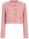 Dolce & Gabbana Pink Crop Jacket With Logoed Buttons In Pink