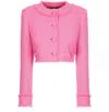 Dolce & Gabbana Rachel Collarless Crop Tweed Jacket In Pink