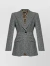 Dolce & Gabbana Tweed Jacket With Flap Pockets And Peak Lapels In Gray