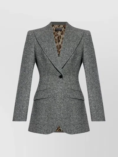 DOLCE & GABBANA TWEED JACKET WITH FLAP POCKETS AND PEAK LAPELS