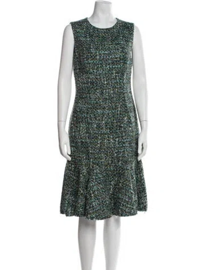 Pre-owned Dolce & Gabbana Tweed Knee-length Dress W/ Tags In Green