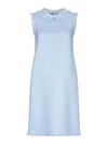 Dolce & Gabbana Light Blue Sleeveless Raschel Tweed Dress With Dg Logo In Nude & Neutrals