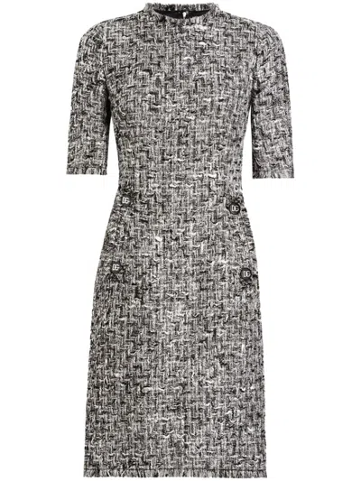 Dolce & Gabbana Midikleid Aus Tweed In Fantasia