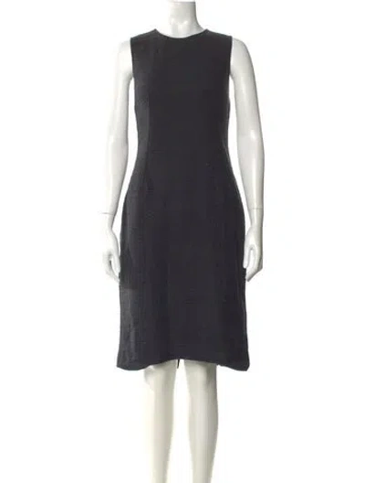 Pre-owned Dolce & Gabbana Tweed Midi Length Dress In Black