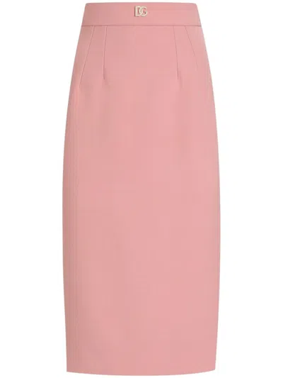 Dolce & Gabbana Chic High Waist Button Detail Pencil Skirt In Pink