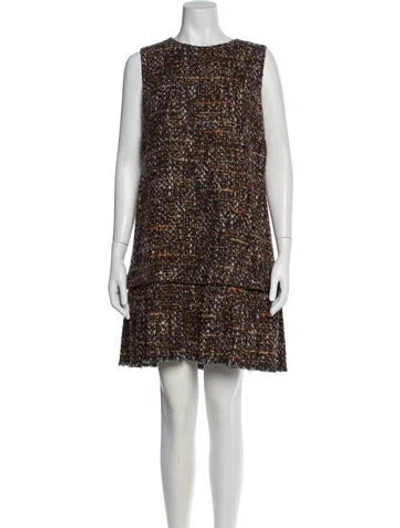 Pre-owned Dolce & Gabbana Tweed Mini Dress In Black