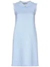 Dolce & Gabbana Sleeveless Tweed Dress Dg Logo In Blue