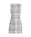 Dolce & Gabbana Lurex Raschel Tweed A-line Minidress With Dg-branded Buttons In Gray