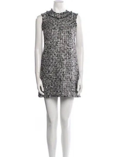 Pre-owned Dolce & Gabbana Tweed Mini Dress In Gray