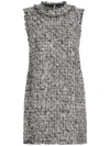 Dolce & Gabbana Short Raschel Tweed Sack Dress In Grey