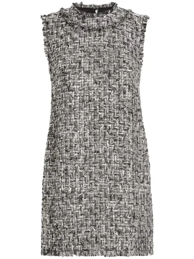 Dolce & Gabbana Tweed Mini Dress In Gray