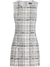 Dolce & Gabbana Lurex Raschel Tweed A-line Minidress With Dg-branded Buttons In Grey