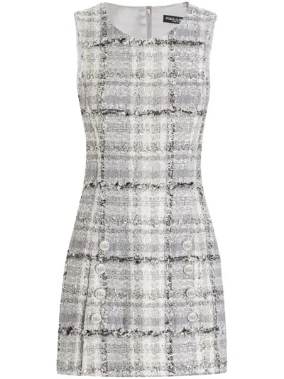 Dolce & Gabbana Lurex Raschel Tweed A-line Minidress With Dg-branded Buttons In Multicolor