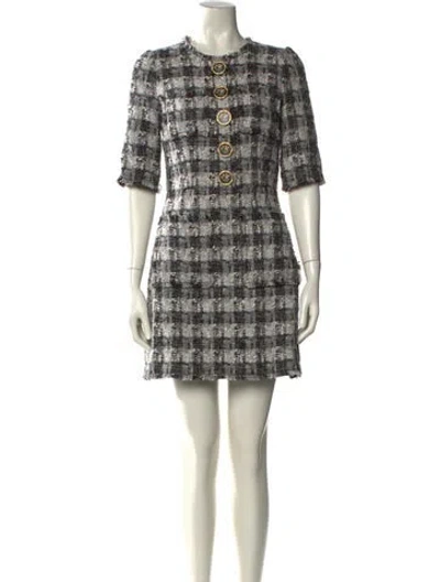 Pre-owned Dolce & Gabbana Tweed Mini Dress In Multi