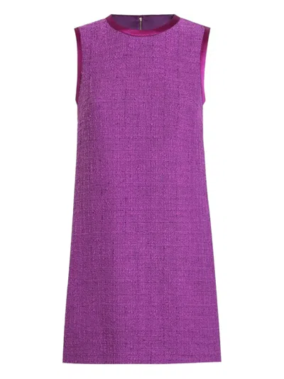 Dolce & Gabbana Tweed Mini Dress In Purple