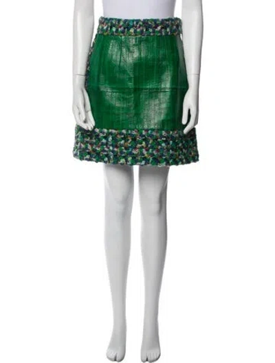 Pre-owned Dolce & Gabbana Tweed Mini Skirt In Green