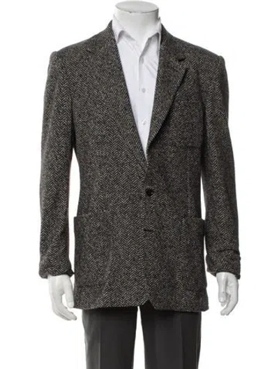 Pre-owned Dolce & Gabbana Tweed Pattern Blazer In Black